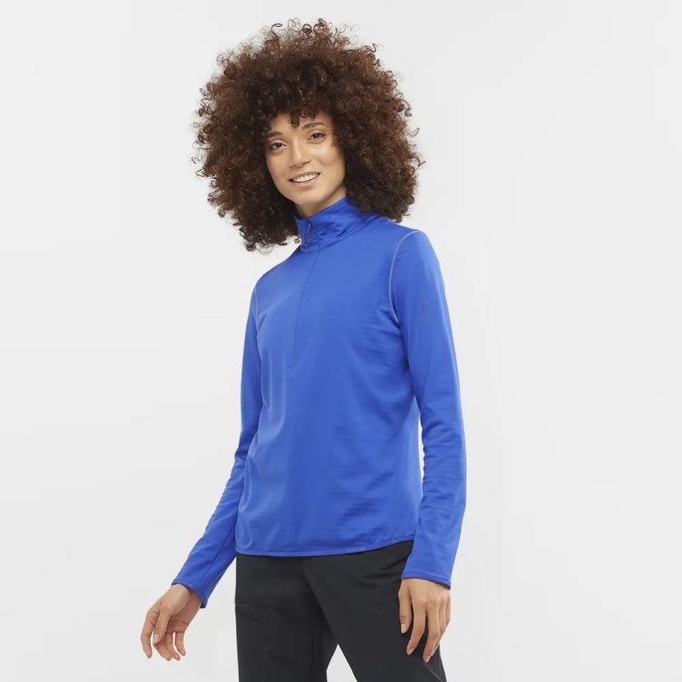 Casaco Salomon Essential Lightwarm Half Zip Feminino Azuis | PT L95021